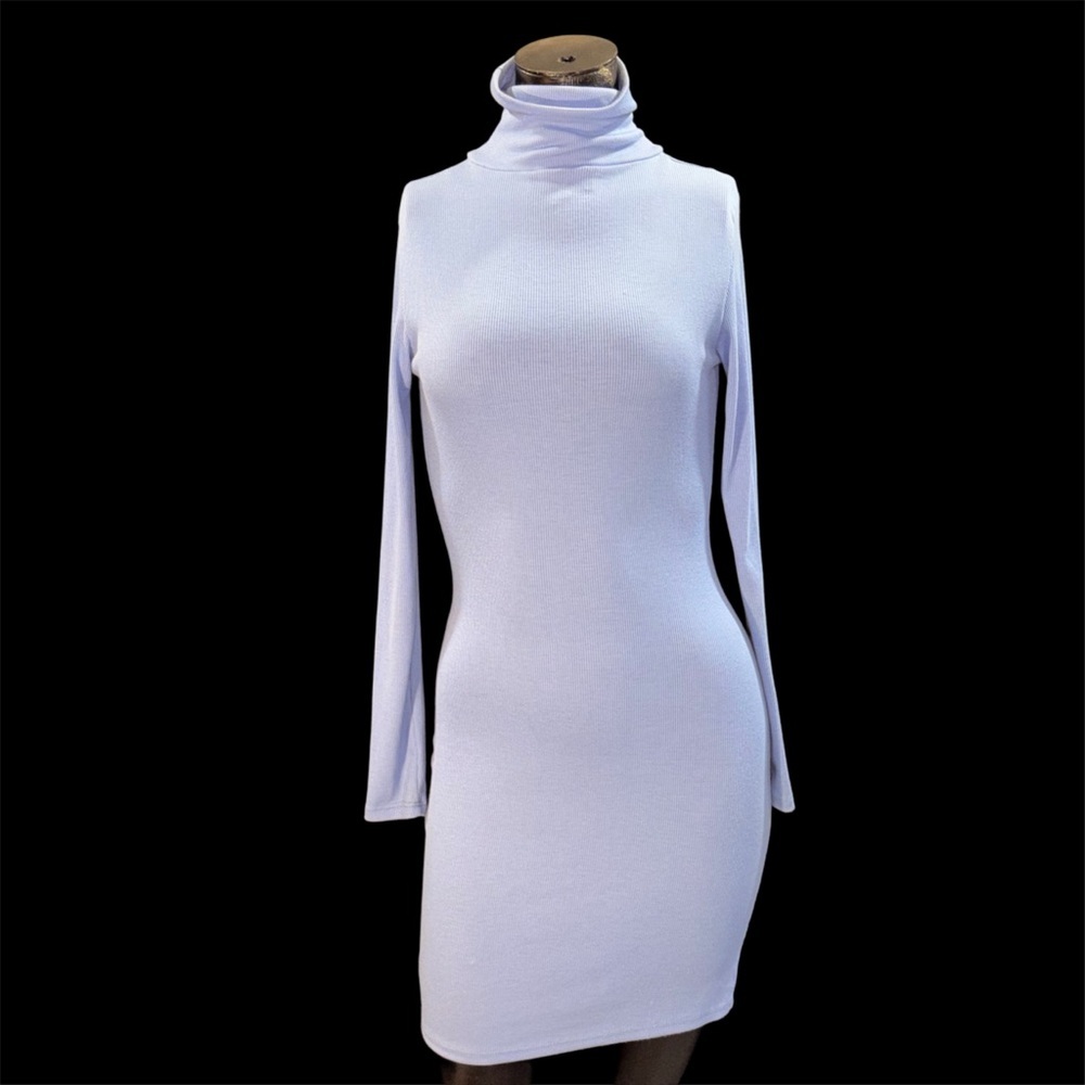 Lulu's Blue Long Sleeve Turtleneck Dress